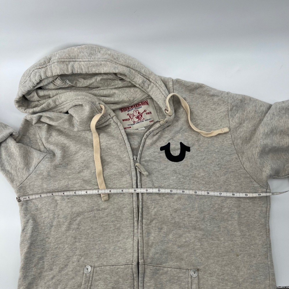 True Religion Mens Heather Gray Buddha World Tour Full Zip Hoodie Sweatshirt S - Picture 8 of 13